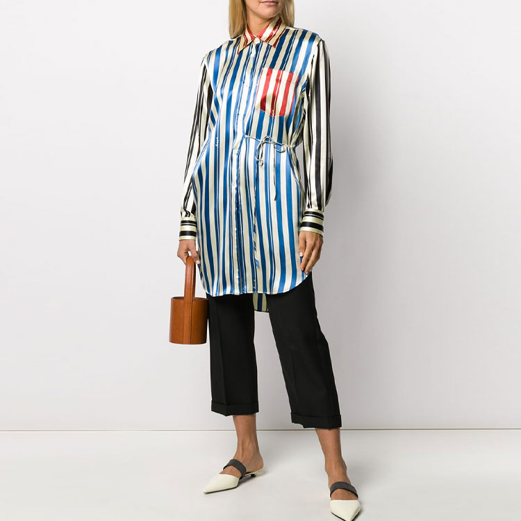 Lookbook (W) ロエベ ブルーストライプ 長袖 シャツ ターンダウンカラー 日本限定モデル S2109123GH-9990