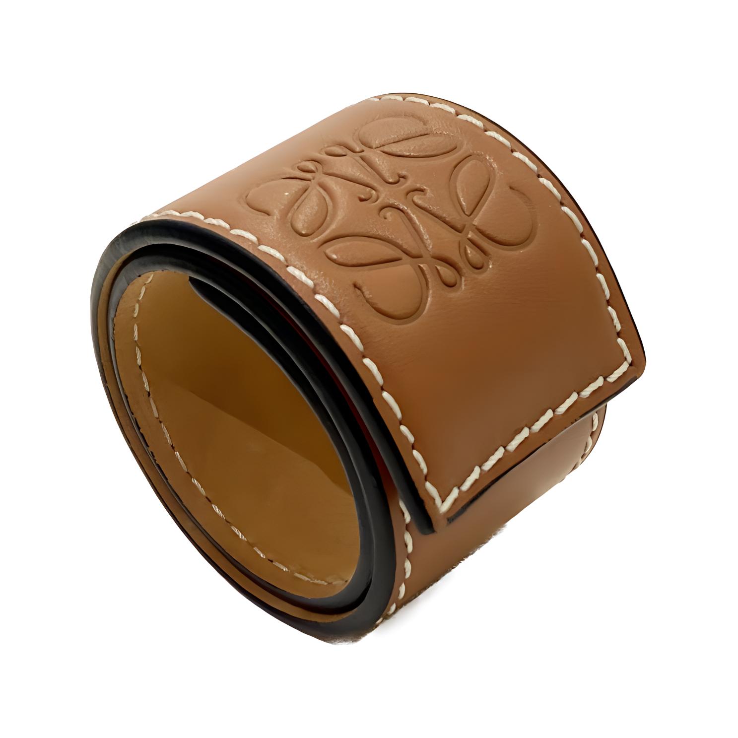 Order (Women) LOEWE Brown Leather Bracelet with Printed Design for Women. 2100301054592