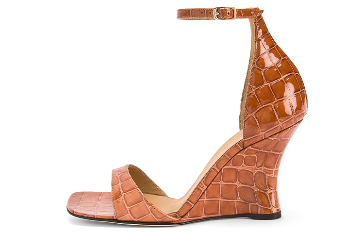 Buy (W) 罗意威橙色小牛皮时尚坡跟拖鞋 L815S10X12-2675