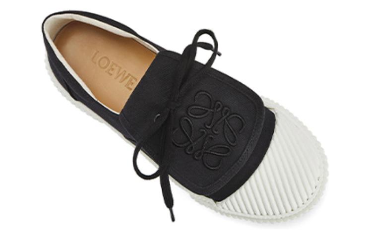 Shop LOEWE 繫帶運動休閒帆布鞋 女款 黑色