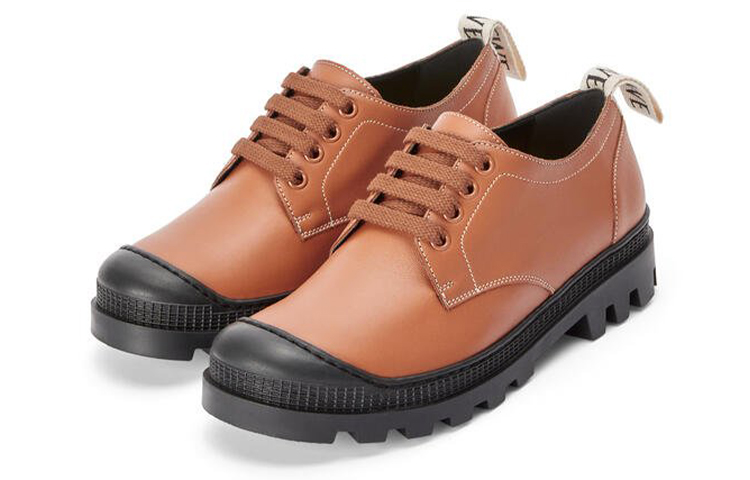 (W) LOEWE Casual Leather Sneakers 'Black Brown' 圖 4