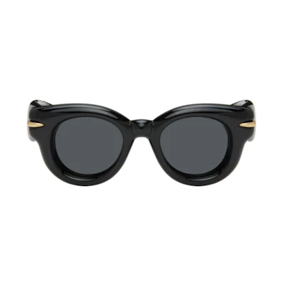 (Women) LOEWE Cat-Eye Nylon Sunglasses Black with Logo Print Temples for Women LW40118I 192337149863