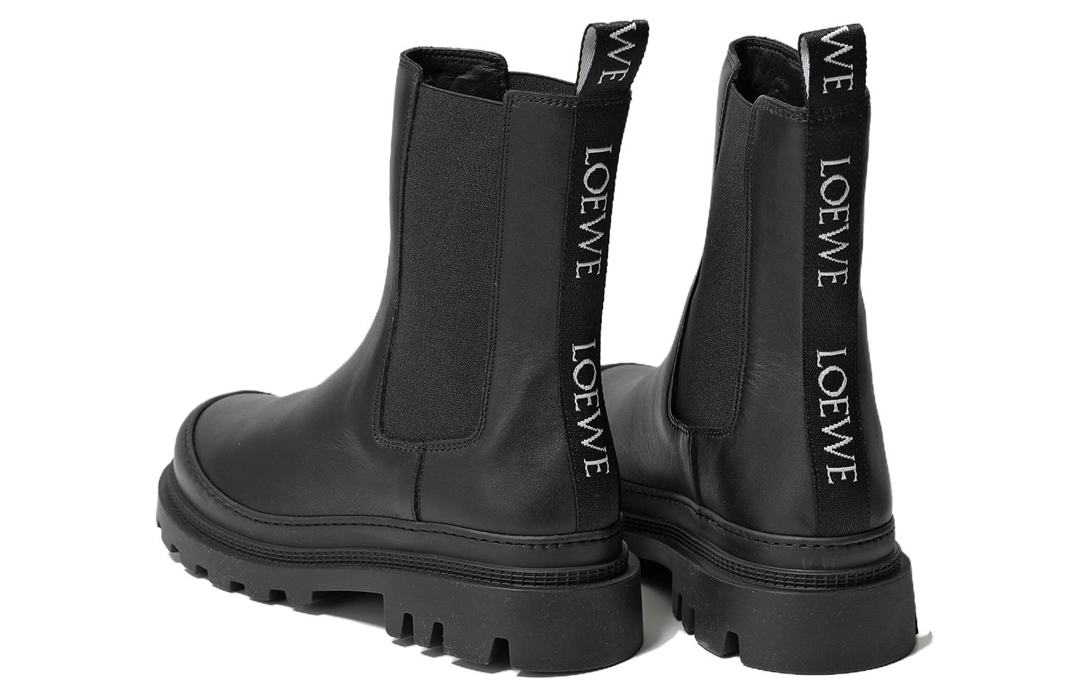 (W) LOEWE Chelsea Boot 'Black Leather Embossed Pull-Loop' 圖 4