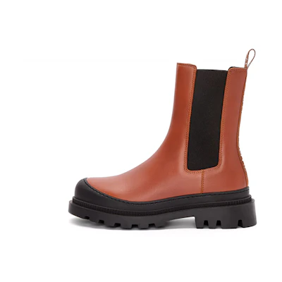 (W) LOEWE Chelsea Boot 'Brown Leather with Pull-Tab Embossing'