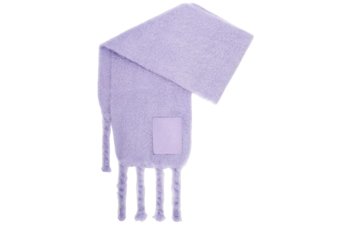 Buy (Women) LOEWE Classic Embossed Logo Tassel Wool Scarf Purple - . F811257X07-6400