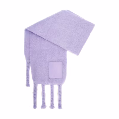(Women) LOEWE Classic Embossed Logo Tassel Wool Scarf Purple - . F811257X07-6400