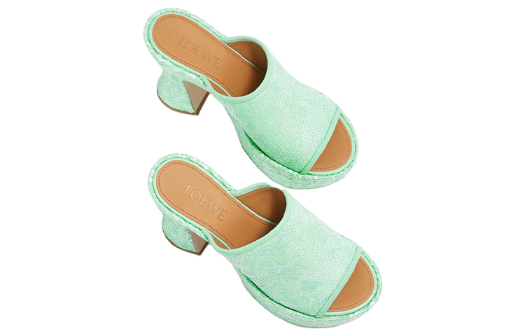 Lookbook (Women) LOEWE Comfort Fashion Sandal 'Green Sequins' L616379X20-4180