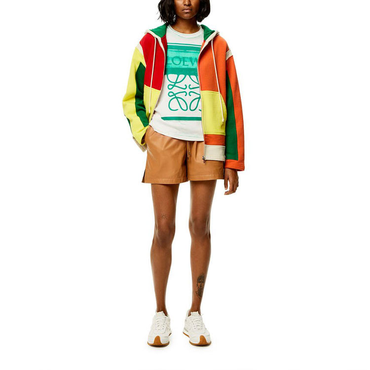 Lookbook (W) LOEWE Kemeja-T Leher Bulat Logo Kontras Wanita FW22 Putih Oversaiz. S359Y22X27-2104