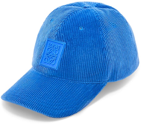 (Women) LOEWE Corduroy Metal Slider Patch Cap Women in Coastal Blue. K820358X22-5695 Order (Women) LOEWE Corduroy Metal Slider Patch Cap Women in Coastal Blue. K820358X22-5695