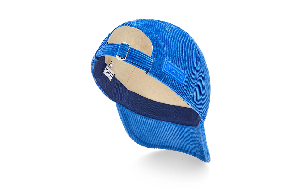Lookbook (Women) LOEWE Corduroy Metal Slider Patch Cap Women in Coastal Blue. K820358X22-5695