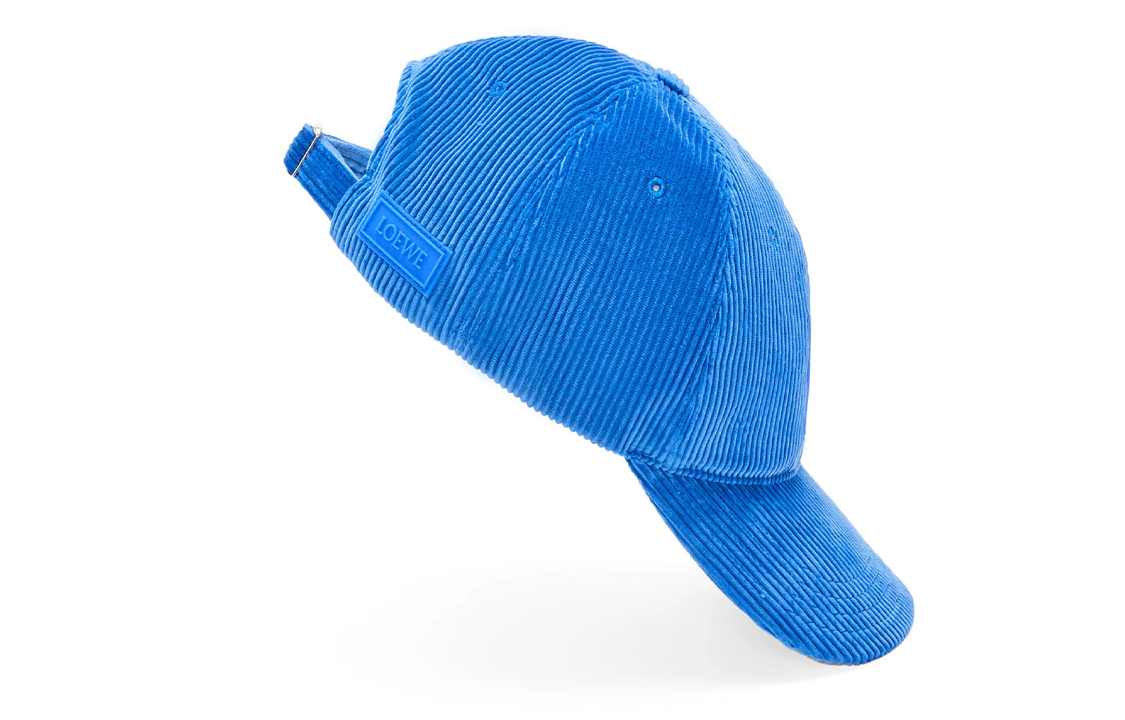 Shop (Women) LOEWE Corduroy Metal Slider Patch Cap Women in Coastal Blue. K820358X22-5695