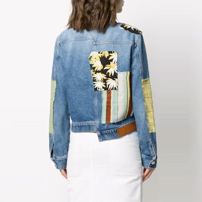 (Women) LOEWE Daisy Patchwork Denim Jacket Blue S2108191IB-4985 Purchase (Women) LOEWE Daisy Patchwork Denim Jacket Blue S2108191IB-4985