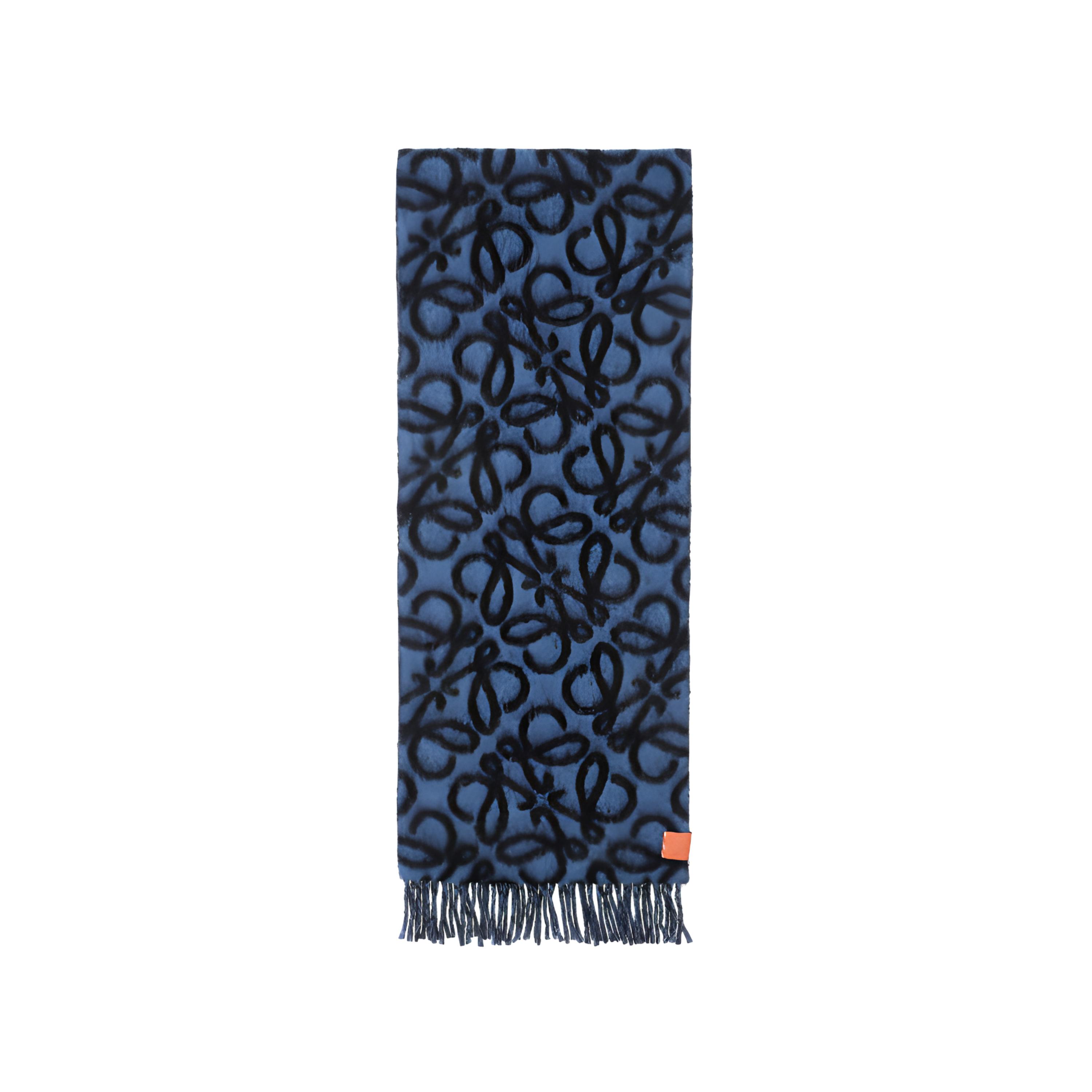 (Women) LOEWE Double-Sided Pattern Wool Scarf for Women - Blue. F811257X23-5938
