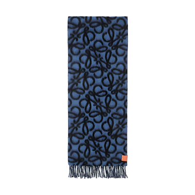 (Women) LOEWE Double-Sided Pattern Wool Scarf for Women - Blue. F811257X23-5938