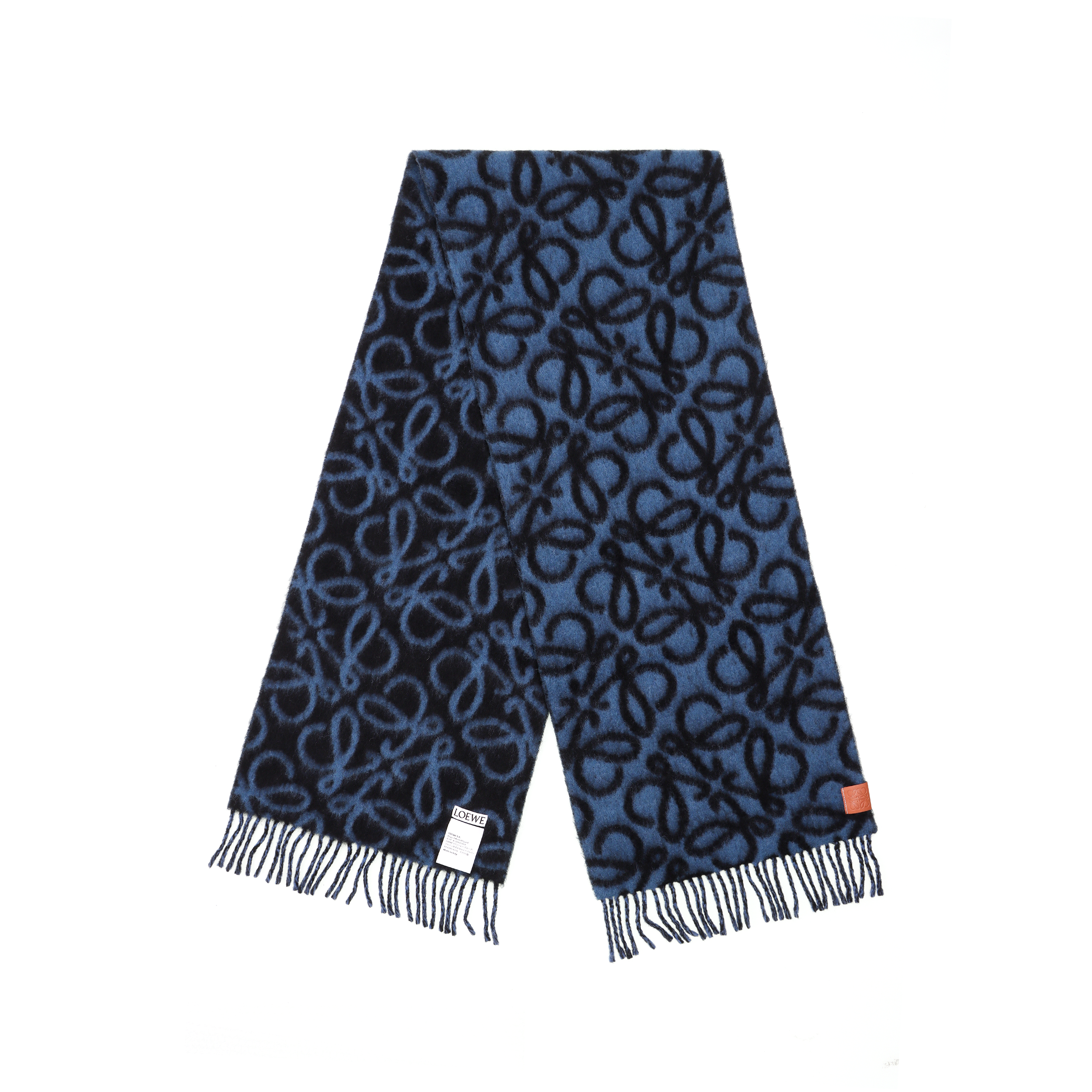 (Women) LOEWE Double-Sided Pattern Wool Scarf for Women - Blue. F811257X23-5938 圖 3