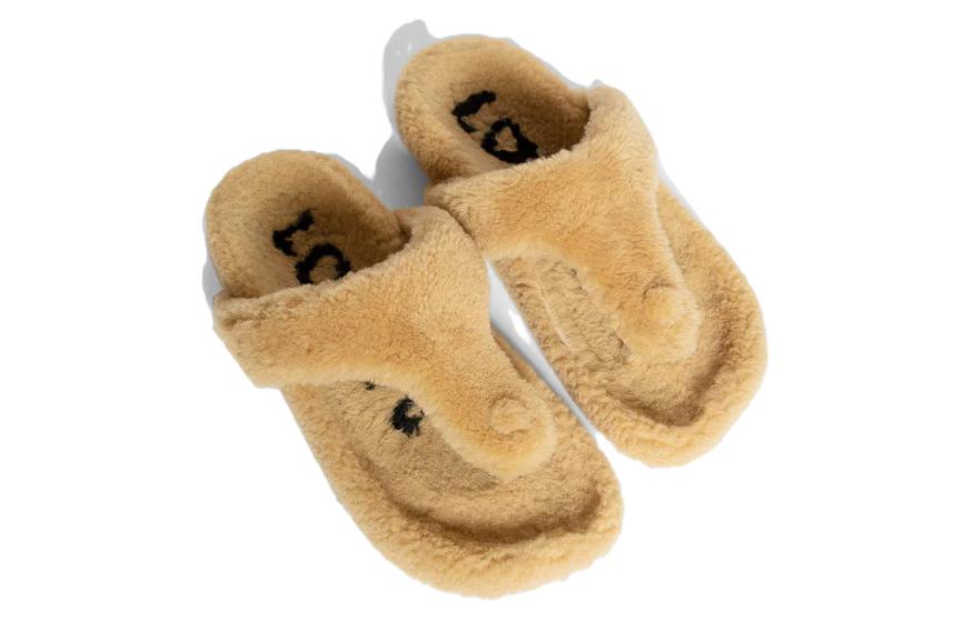 Shop (Women) LOEWE Ease Toe Post Slippers 'Shearling - Medium Concealer' L815465X80-8812