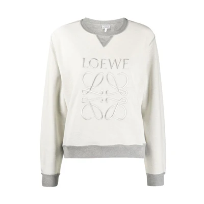 (Women) LOEWE Embroidered Logo Colorblock Crewneck Sweatshirt Women’s Grey S359341X95-1440
