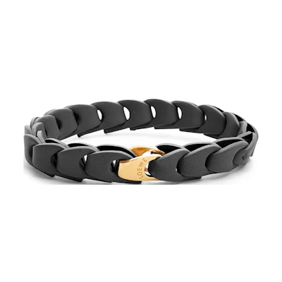 (Women) LOEWE Engraved Detail Leather Bracelet Black J920240X47-1100