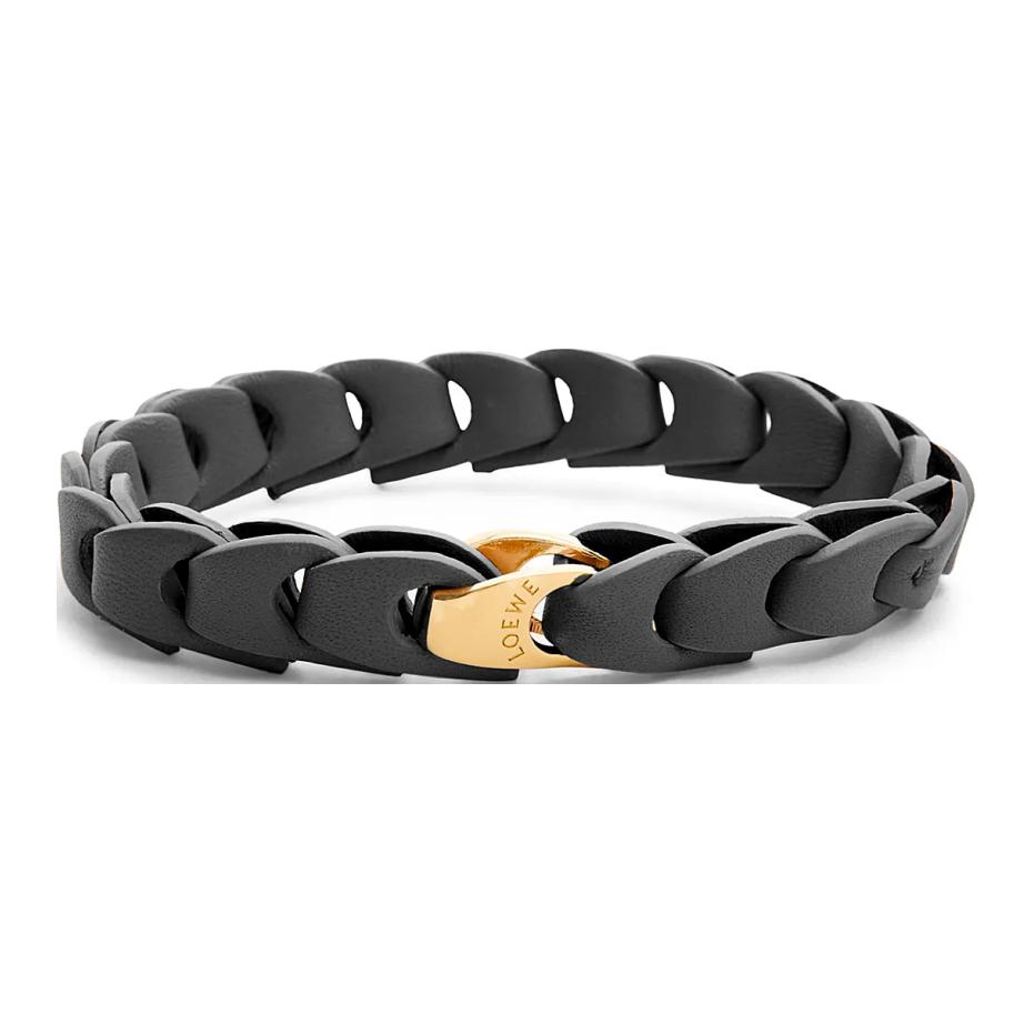 Order (W) LOEWE Gelang Kulit Hitam dengan Detail Ukiran J920240X47-1100