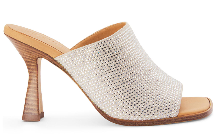 (W) LOEWE Fashion Sandal 'Silver Velvet Leather and Crystal' 圖 2