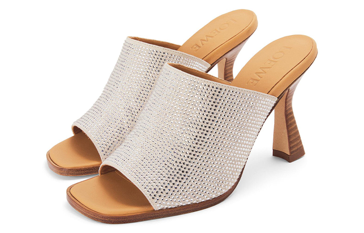 (W) LOEWE Fashion Sandal 'Silver Velvet Leather and Crystal' 圖 3