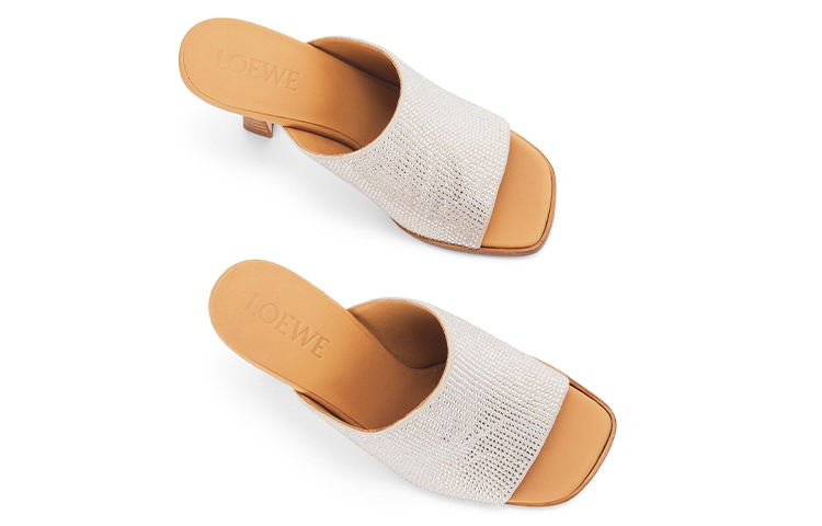 Shop (W) 로에베 실버 벨벳 크리스탈 샌들 (Loewe Silver Velvet Crystal Sandal) L616379X02-1160