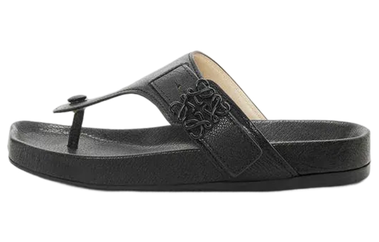(Women) LOEWE Flat Leather Thong Sandals 'Black Fashion' L814465X59-1100