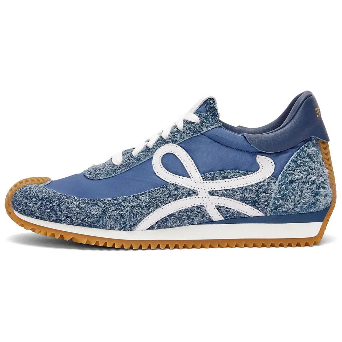 (Women) LOEWE Flow Runner Casual Sneakers Nylon Suede Round Toe Denim Color. L815282XAN-2834