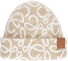 (Women) LOEWE Full Pattern Wool Nylon Knit Hat Beige/Gray. F811487X46 (Women) LOEWE Full Pattern Wool Nylon Knit Hat Beige/Gray. F811487X46