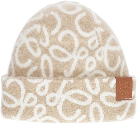 (Women) LOEWE Full Pattern Wool Nylon Knit Hat Beige/Gray. F811487X46 Order (Women) LOEWE Full Pattern Wool Nylon Knit Hat Beige/Gray. F811487X46