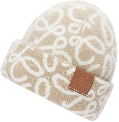 (Women) LOEWE Full Pattern Wool Nylon Knit Hat Beige/Gray. F811487X46 Shop (Women) LOEWE Full Pattern Wool Nylon Knit Hat Beige/Gray. F811487X46