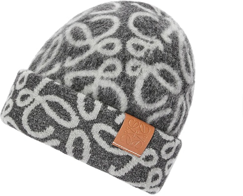 (Women) LOEWE Full Pattern Wool Nylon Knit Hat Beige/Gray. F811487X46 Sizing (Women) LOEWE Full Pattern Wool Nylon Knit Hat Beige/Gray. F811487X46