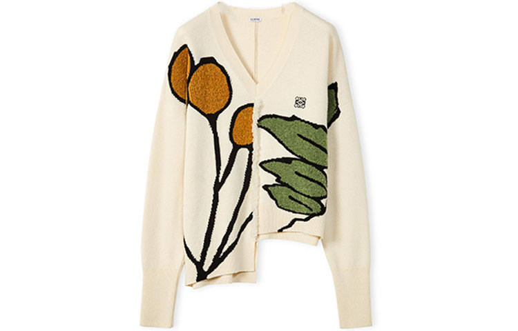 (Women) LOEWE FW21 Asymmetric Mohair Wool Sweater Light Brown S800Y14K27-2370