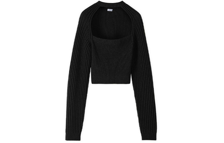 (Women) LOEWE FW21 Black Cropped Wool Sweater S540Y14K85-1100