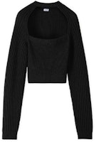 (Women) LOEWE FW21 Black Cropped Wool Sweater S540Y14K85-1100 (Women) LOEWE FW21 Black Cropped Wool Sweater S540Y14K85-1100