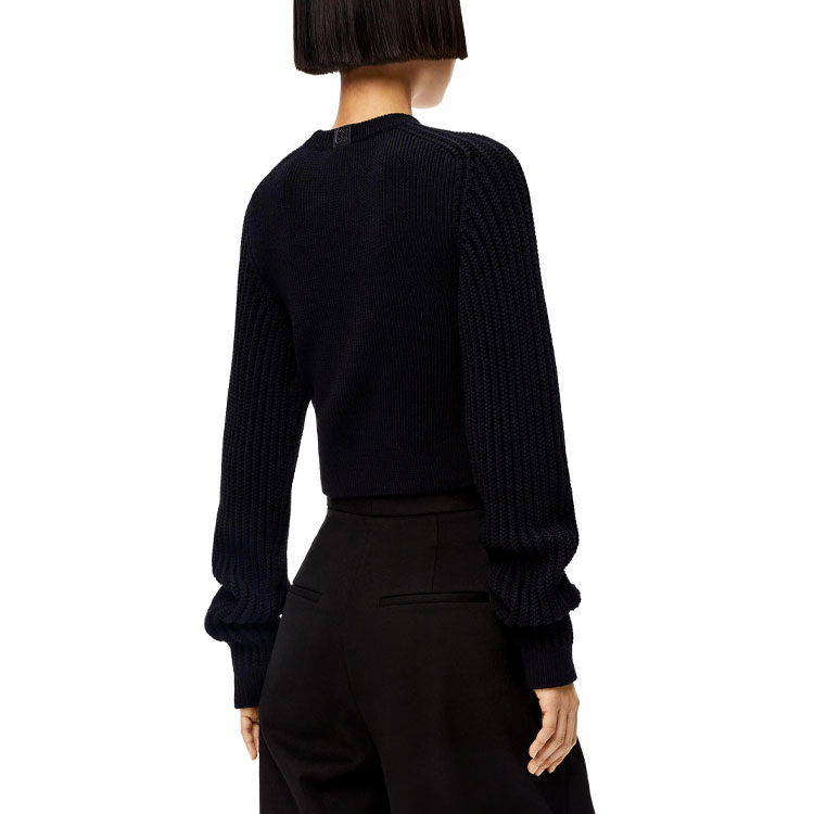 Shop (W) LOEWE 2021秋冬款黑色羊毛短款毛衣 S540Y14K85-1100