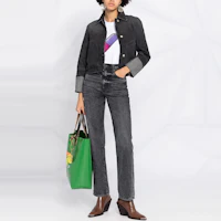 Lookbook (W) LOEWE FW21 黑色標誌印花短版牛仔外套 S359330XBN-1100