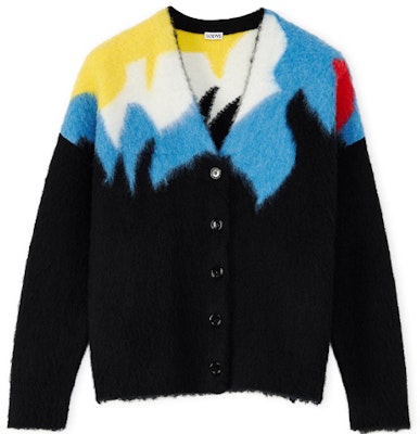 (Women) LOEWE FW21 Black Patterned Loose Fit Knit Cardigan Sweater. S540Y16K23-1489 Order (Women) LOEWE FW21 Black Patterned Loose Fit Knit Cardigan Sweater. S540Y16K23-1489