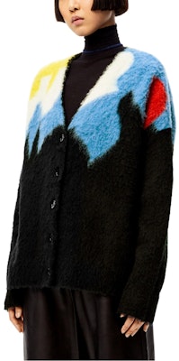 (Women) LOEWE FW21 Black Patterned Loose Fit Knit Cardigan Sweater. S540Y16K23-1489 Shop (Women) LOEWE FW21 Black Patterned Loose Fit Knit Cardigan Sweater. S540Y16K23-1489