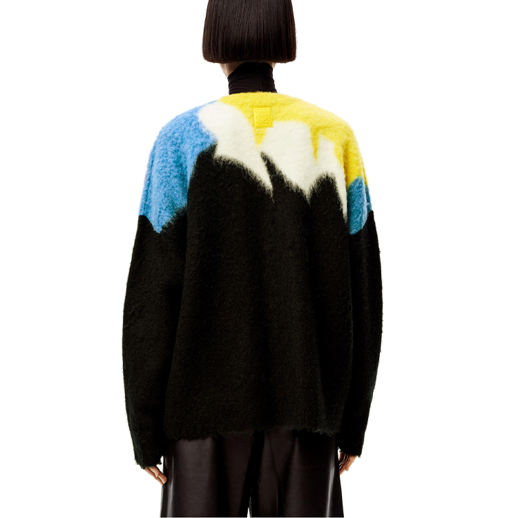 Purchase (Women) LOEWE FW21 Black Patterned Loose Fit Knit Cardigan Sweater. S540Y16K23-1489