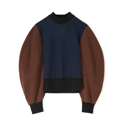 (Women) LOEWE FW21 Cotton Colorblock Crewneck Sweatshirt Dark Blue S540Y07X59-4042