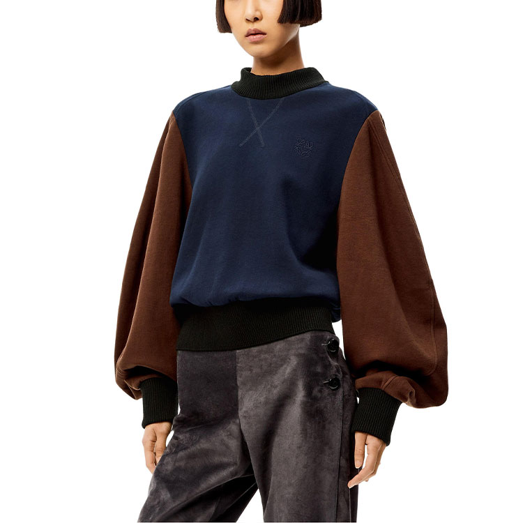 Lookbook (W) LOEWE 2021秋冬拼色棉质圆领卫衣 深蓝色 S540Y07X59-4042