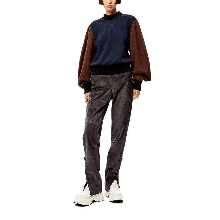 Purchase (W) LOEWE 2021秋冬拼色棉质圆领卫衣 深蓝色 S540Y07X59-4042