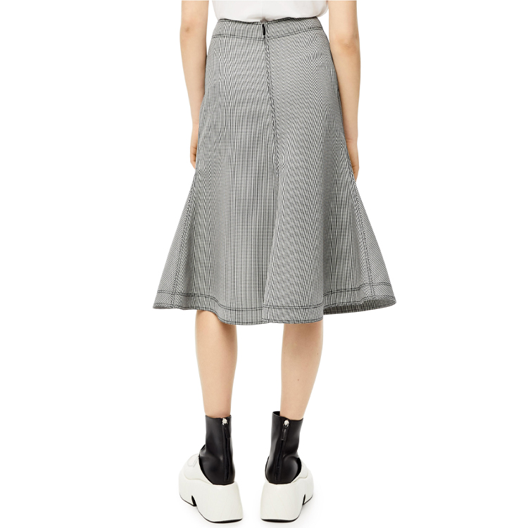 Purchase (W) ロエベ FW21 千鳥格子 ミディスカート ブラック ホワイト カジュアルスカート. S540Y08X39-1102