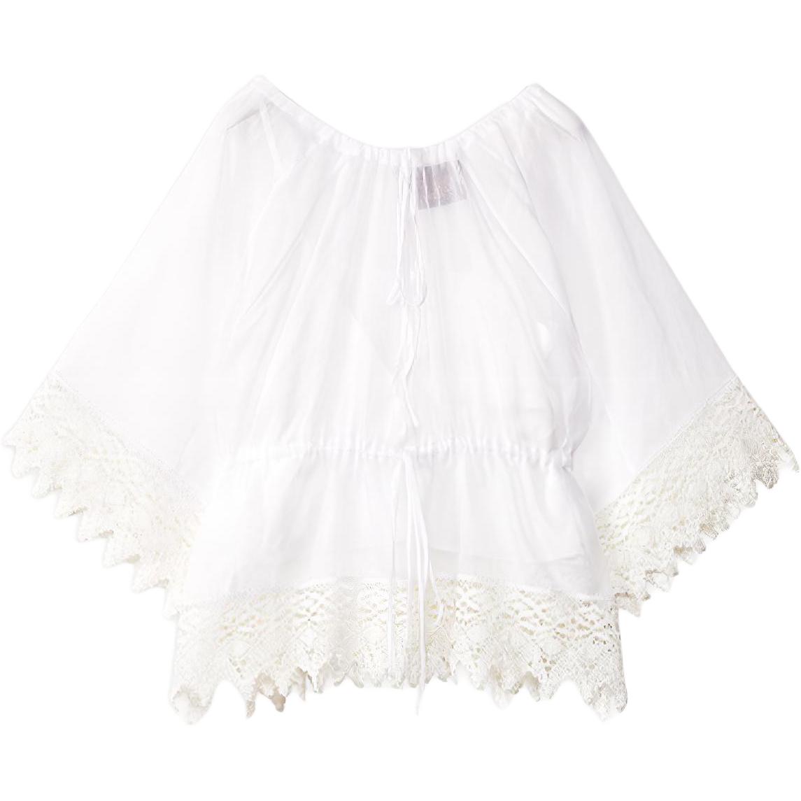 (Women) LOEWE FW21 Lace Long Sleeve Shirt White S616Y07X01-2100