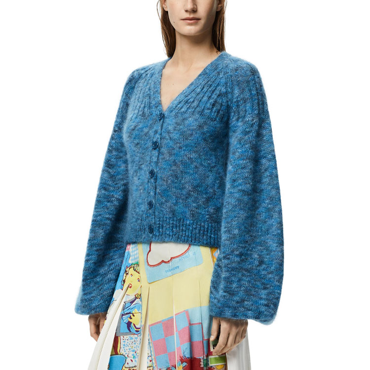 Shop (W) LOEWE 2021秋冬蓝色马海毛宽松针织毛衣. S359Y16K08-8890