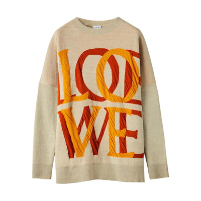 (Women) LOEWE FW21 Oversized Logo Knit Sweater Women’s Yellow. S359Y14K37-2150