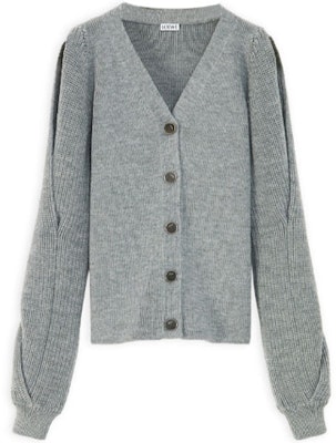 (Women) LOEWE FW21 Wool Knit Cardigan with Braided Sleeves in Gray. S540Y16K21-1120 Buy (Women) LOEWE FW21 Wool Knit Cardigan with Braided Sleeves in Gray. S540Y16K21-1120