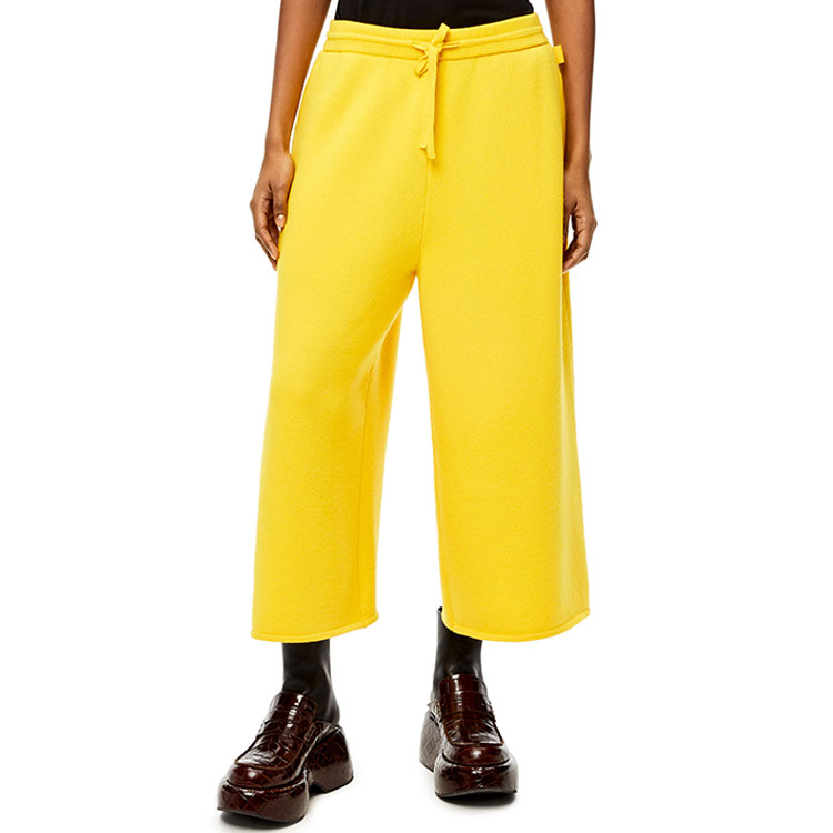 Purchase (Women) LOEWE FW21 Yellow Cashmere Logo Knit Casual Pants. S540Y17K37-8100