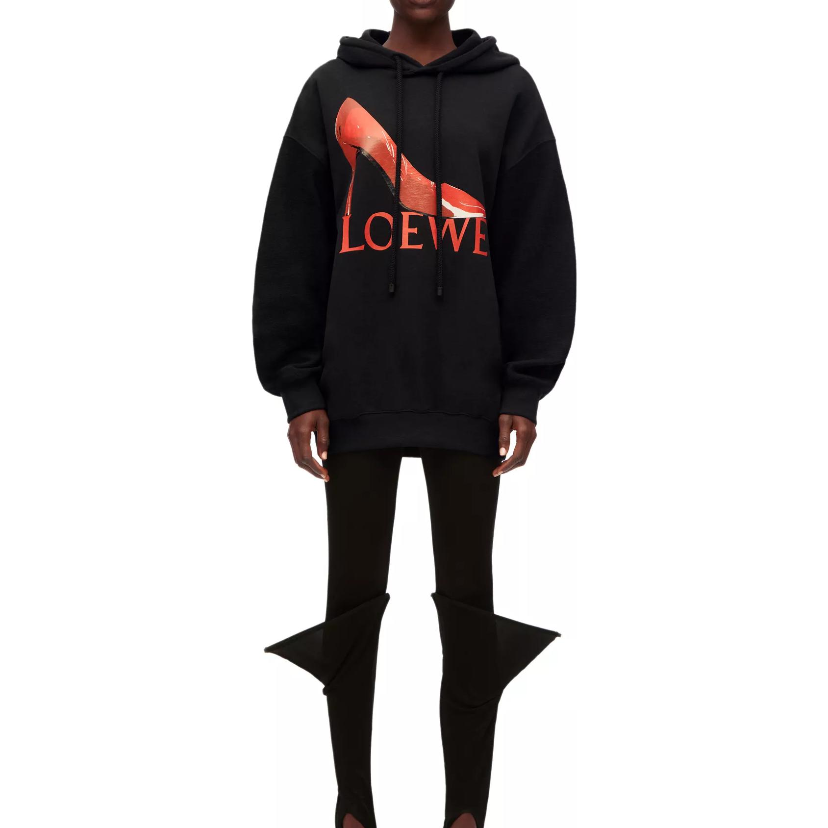 (Women) LOEWE FW22  Black Graphic Hoodie Oversized Fit Long Sleeve S540Y24X07-1107 圖 3